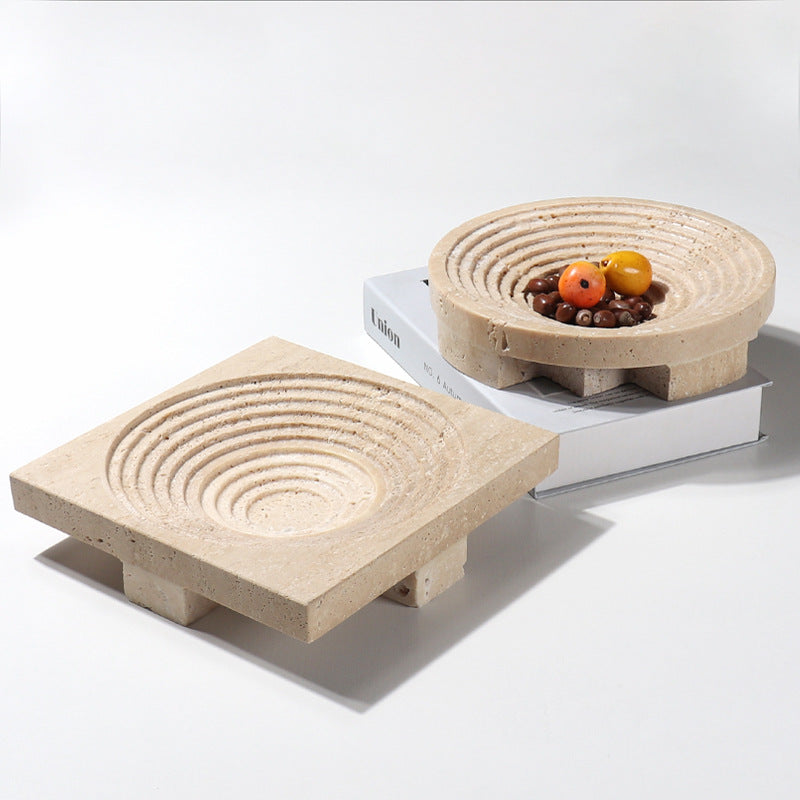 Vena Travertin Fruittray – Massief Gesneden Steen