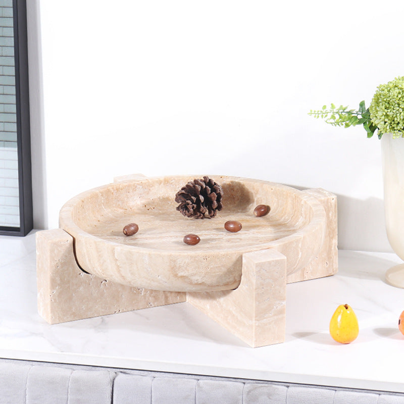 Aurum Travertin Fruit Tray – Massief stenen middelpunt