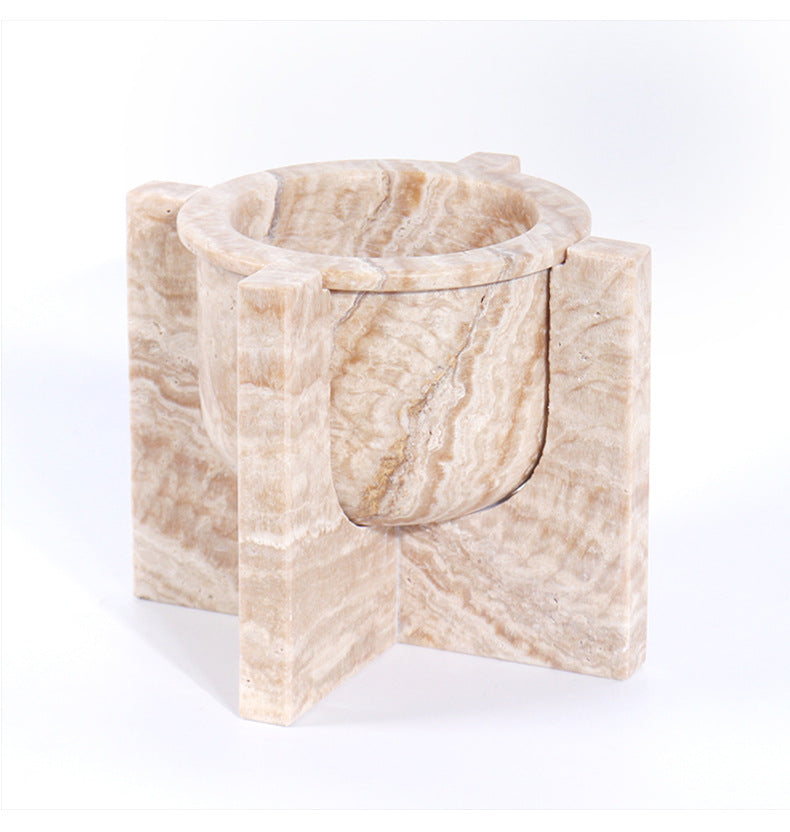 Aurum Travertin Fruit Tray – Massief stenen middelpunt