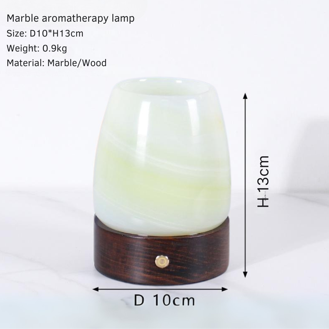 LustreGlow Marmeren Aromatherapie Lamp – Natuurlijke Steen Diffuser met Houten Basis