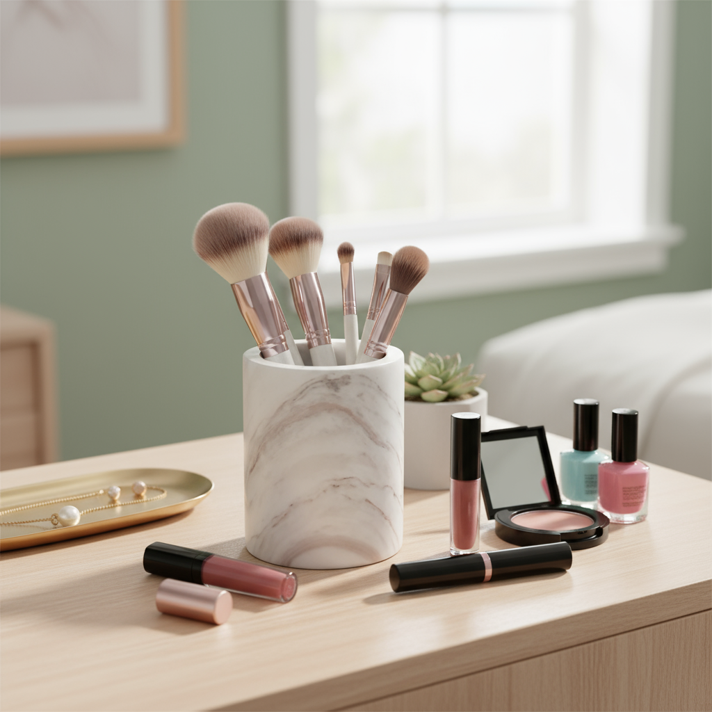 Solenne marmeren opbergbeker – massief stenen organizer