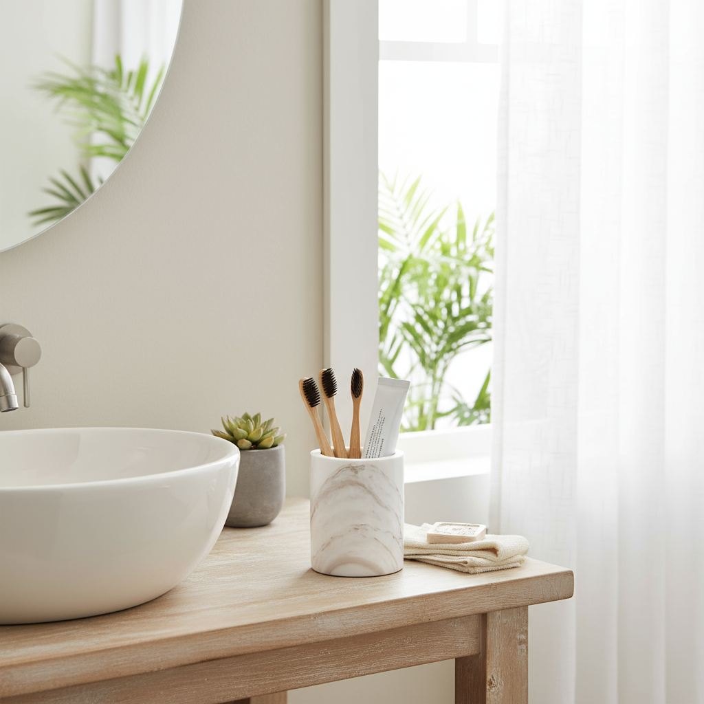 Solenne marmeren opbergbeker – massief stenen organizer