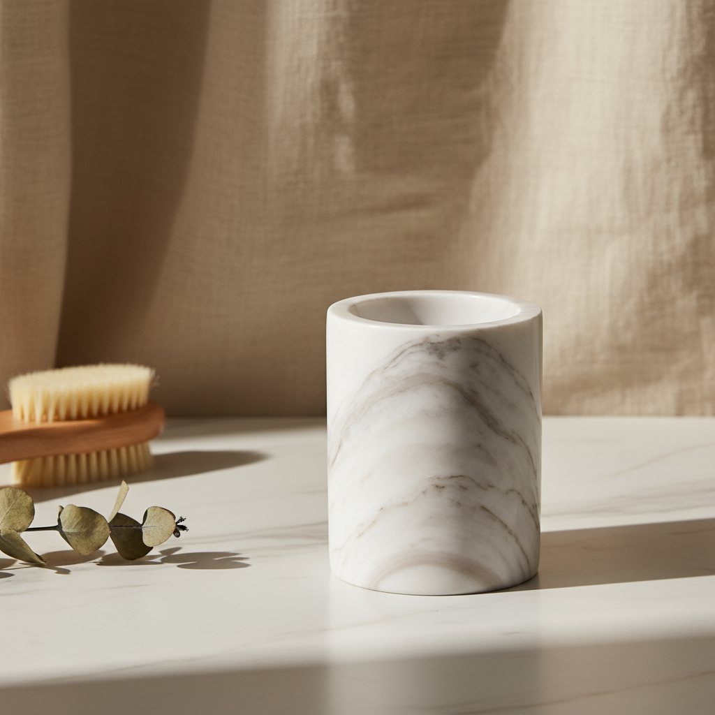 Solenne marmeren opbergbeker – massief stenen organizer