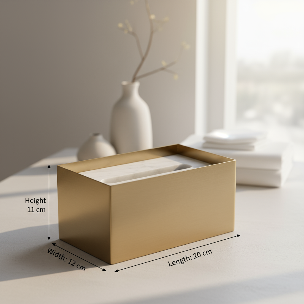 Cavere marmeren en metalen tissuebox