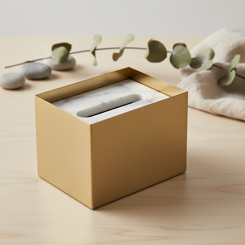 Veyra marmeren en metalen tissuebox