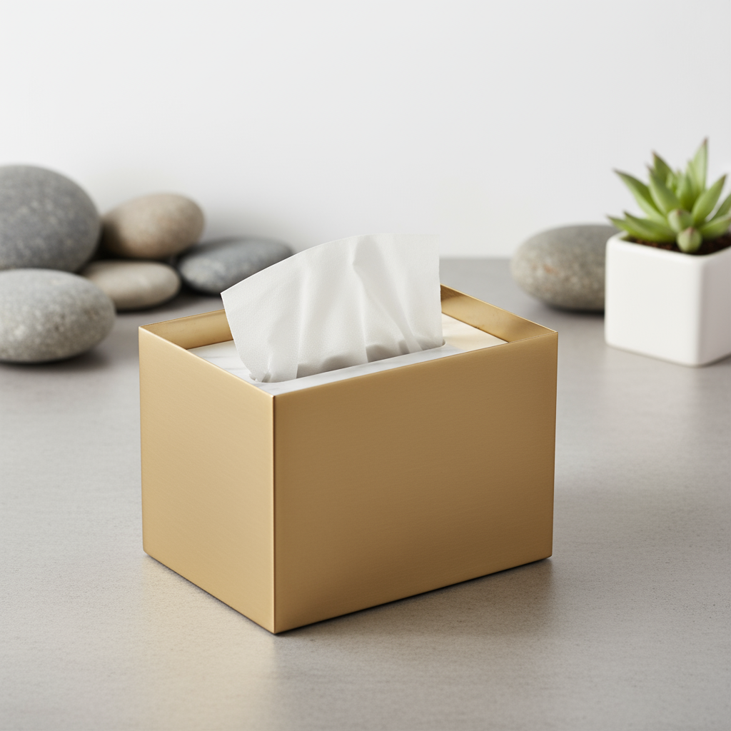 Veyra marmeren en metalen tissuebox