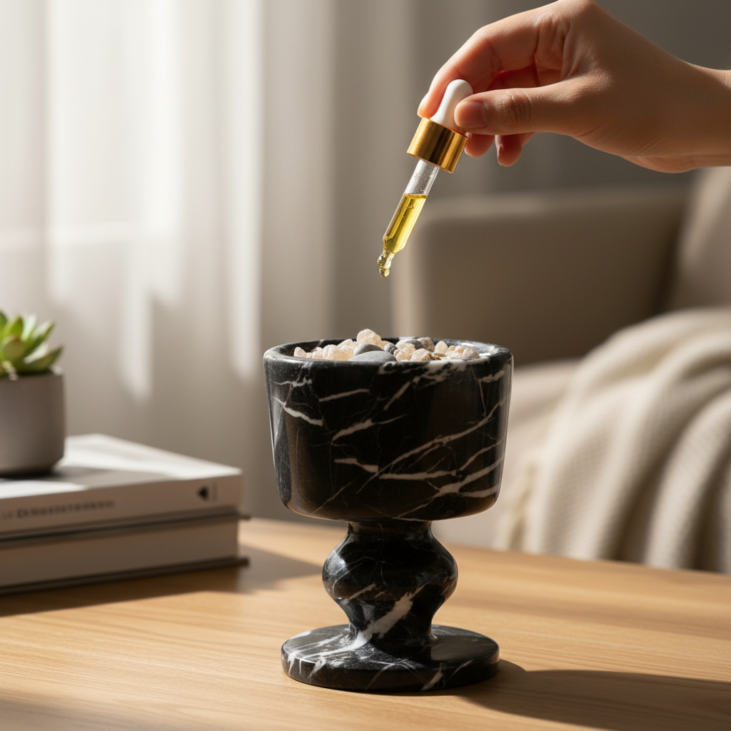 Sovana zwarte marmeren aromatherapie kopje