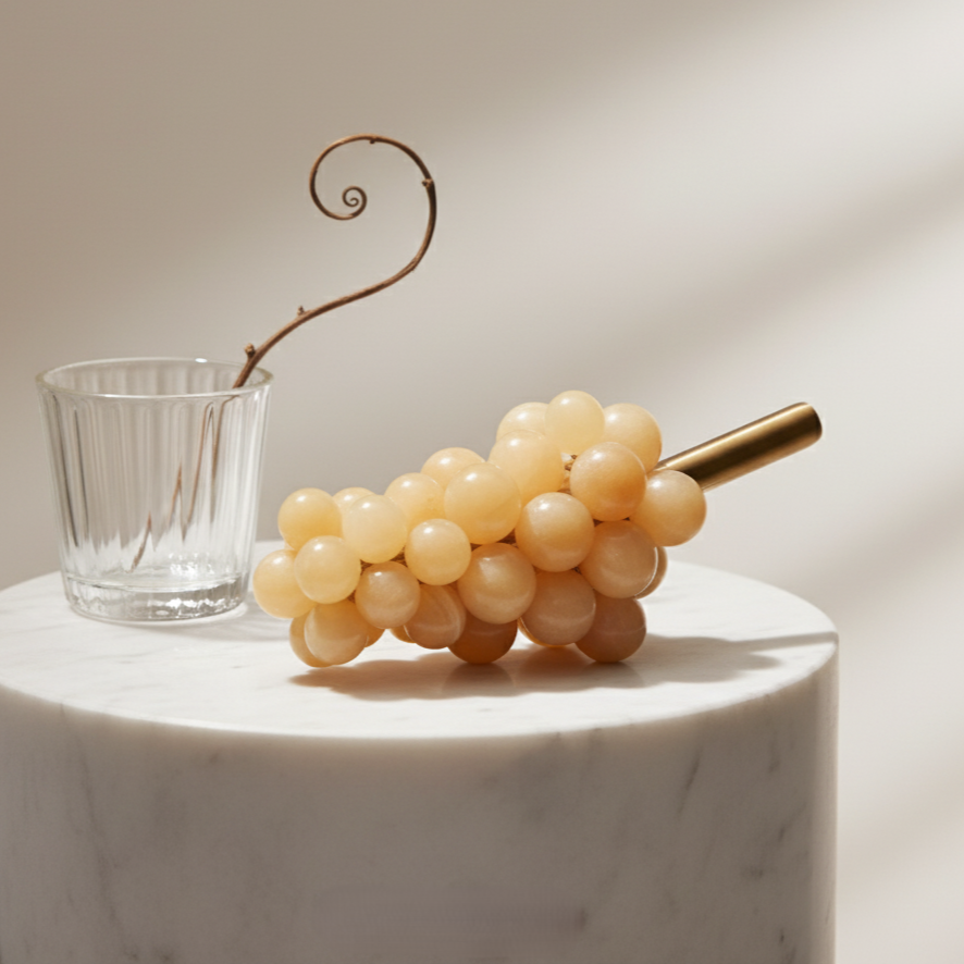 Marmeren Oogst Druivencluster Ornament – 1.2kg Massieve Steen