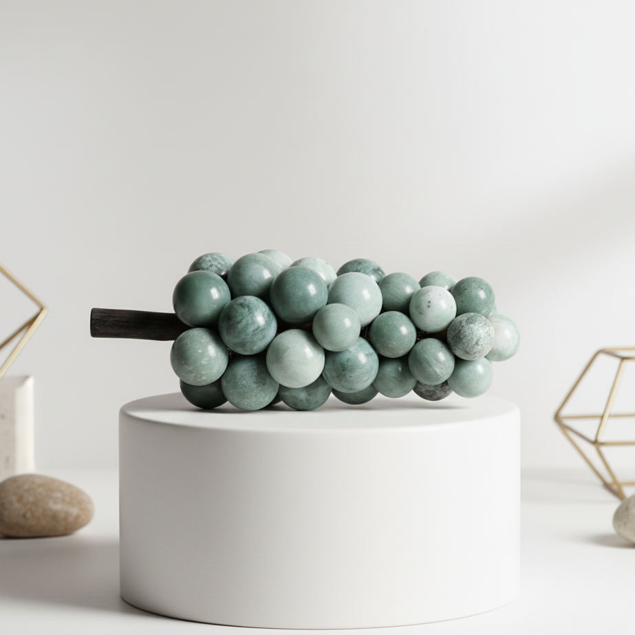 Ambachtelijk marmeren druivencluster ornament – 1.2kg massief stenen decoratief accent