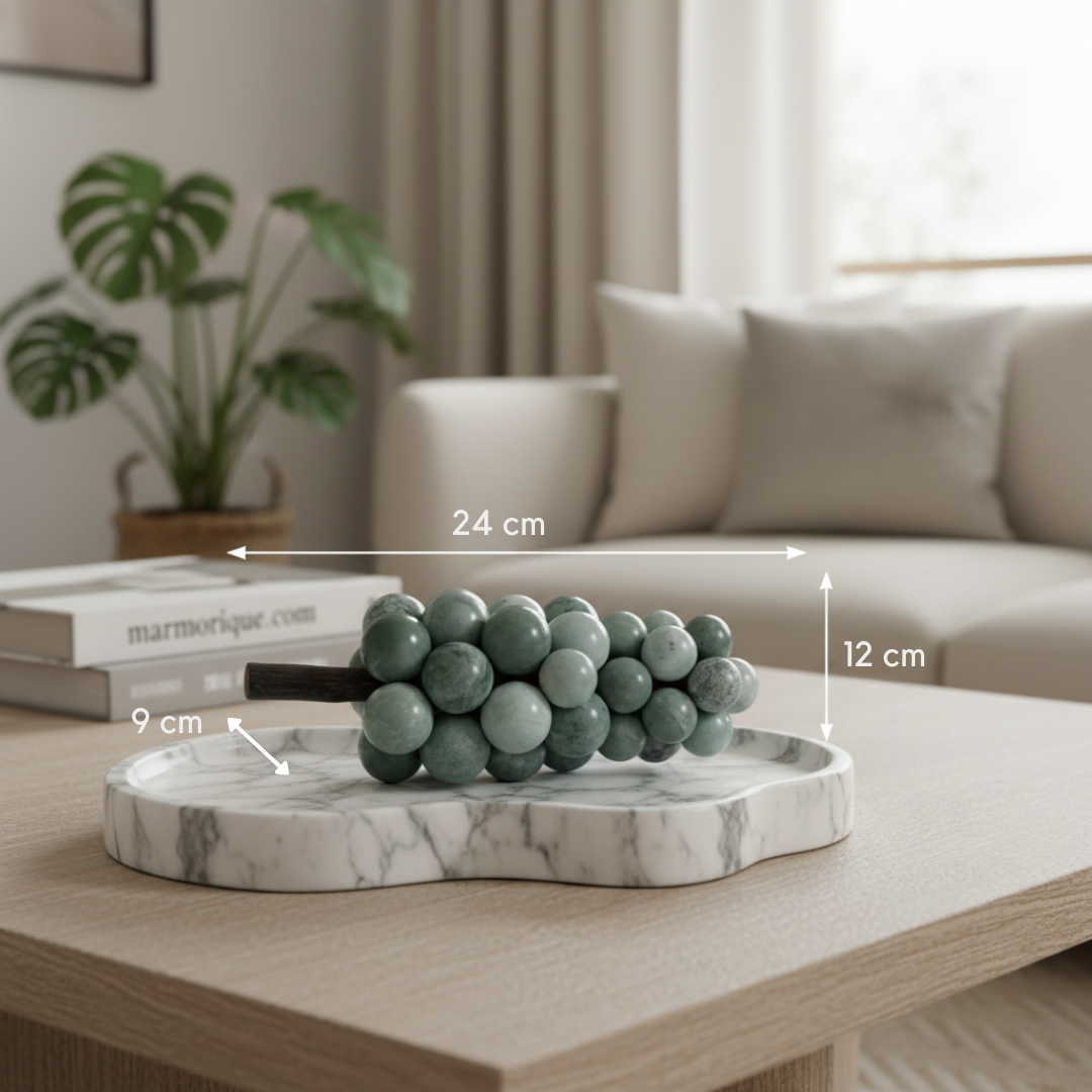 Ambachtelijk marmeren druivencluster ornament – 1.2kg massief stenen decoratief accent