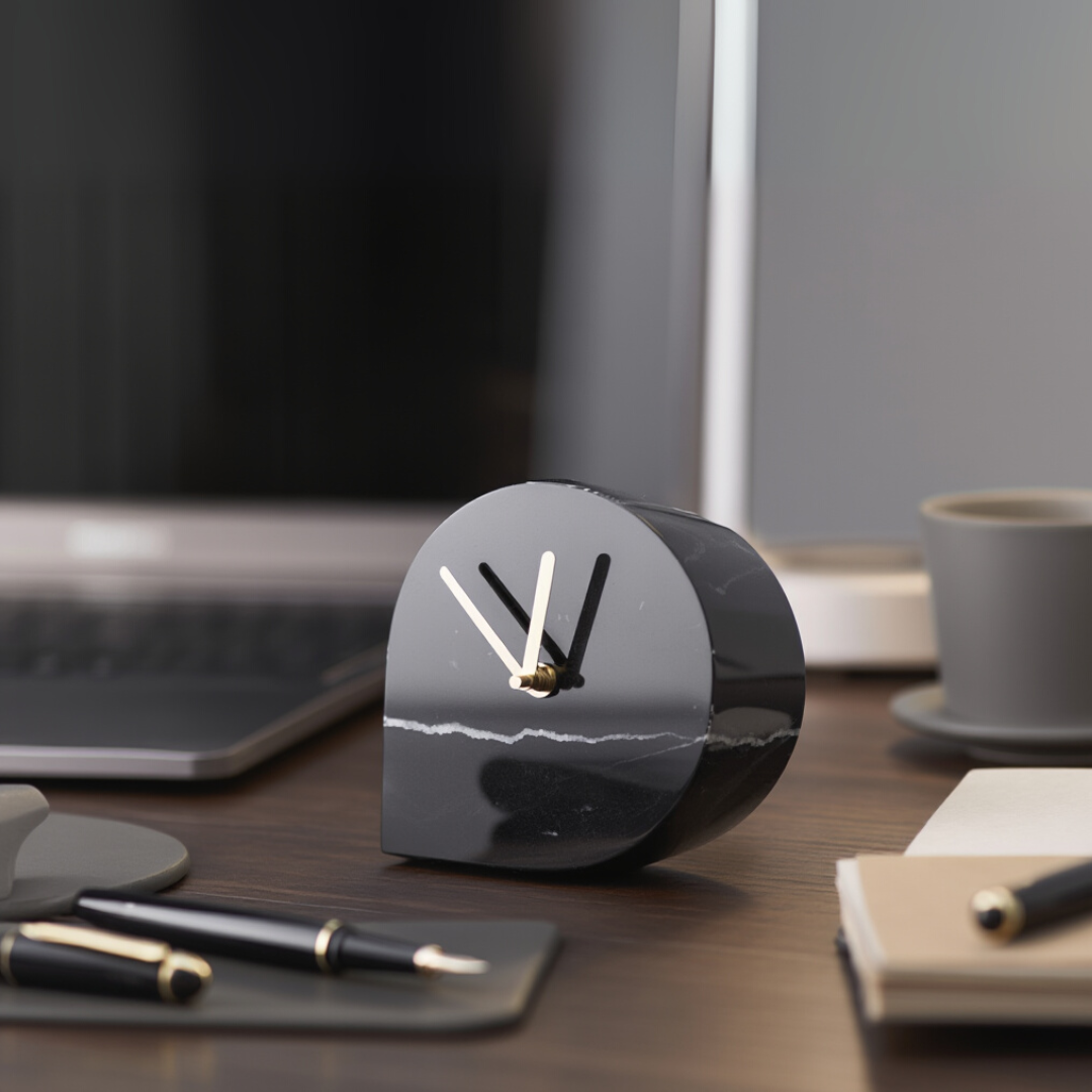 Noctis Zwarte Marmeren Bureaureloj