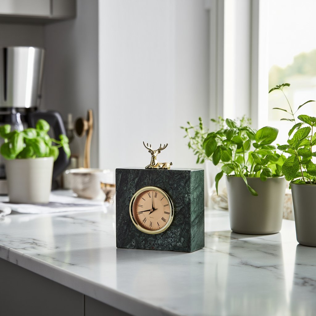 Heritage groene marmeren bureauklok