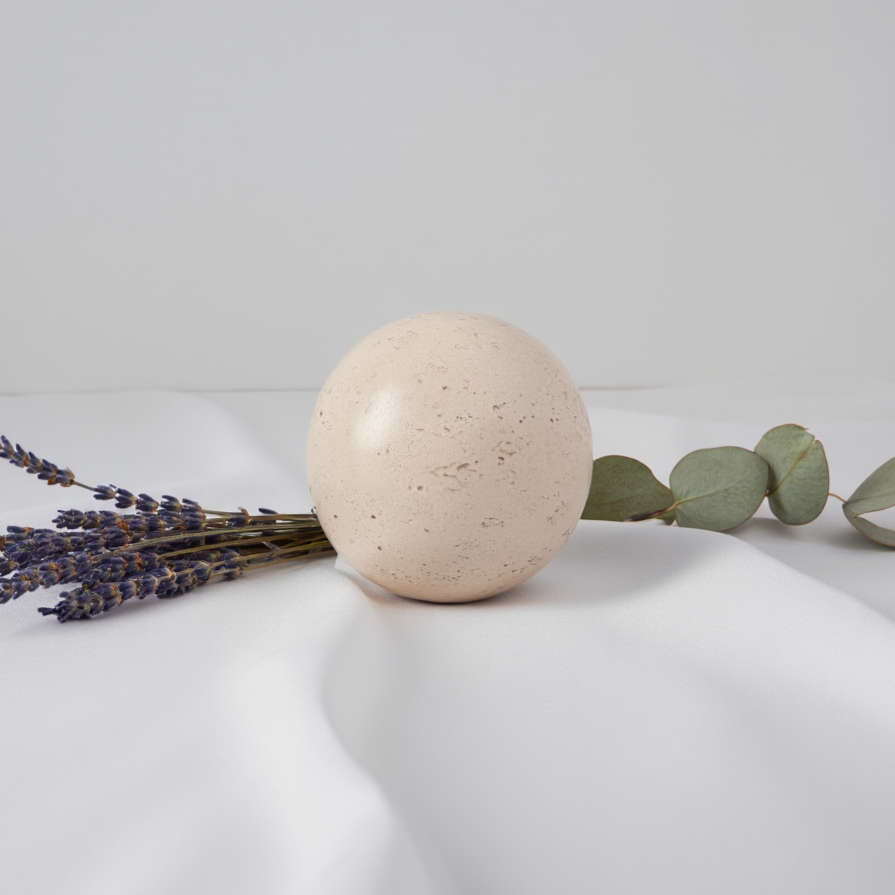 Tijdloze Marmeren Bol – Massieve Steen Decoratieve Sfeer