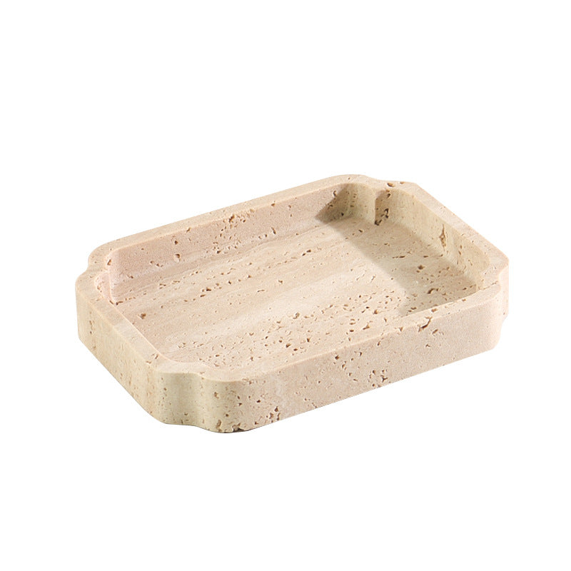 Natuurlijke Travertin Opvangschaal – Minimalistische Toilettafel Organizer
