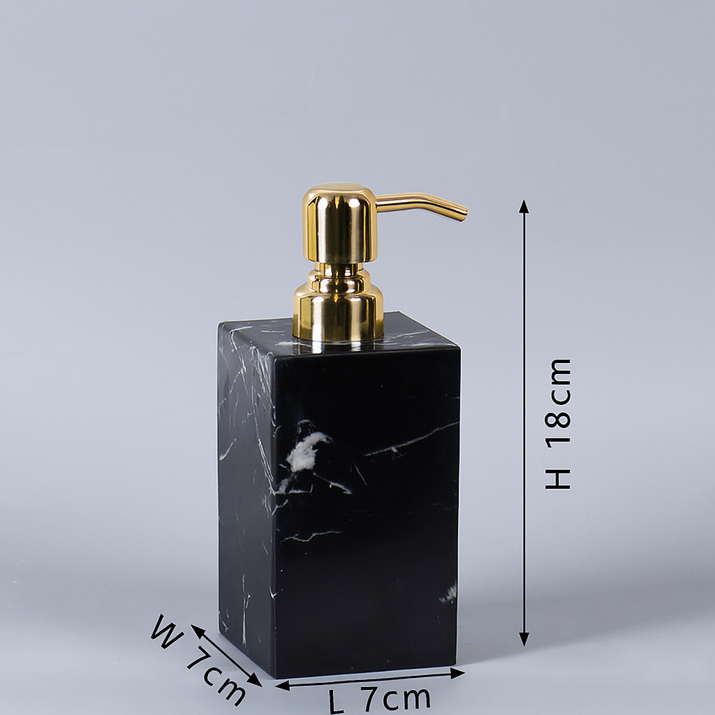 Luxe marmeren zeepdispenser – 1kg massief steen met metalen pomp