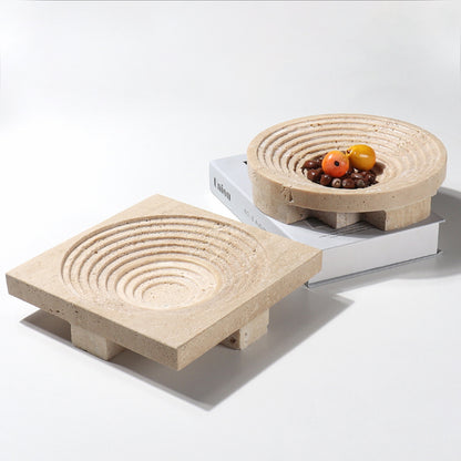 Vena Travertin Fruittray – Massief Gesneden Steen