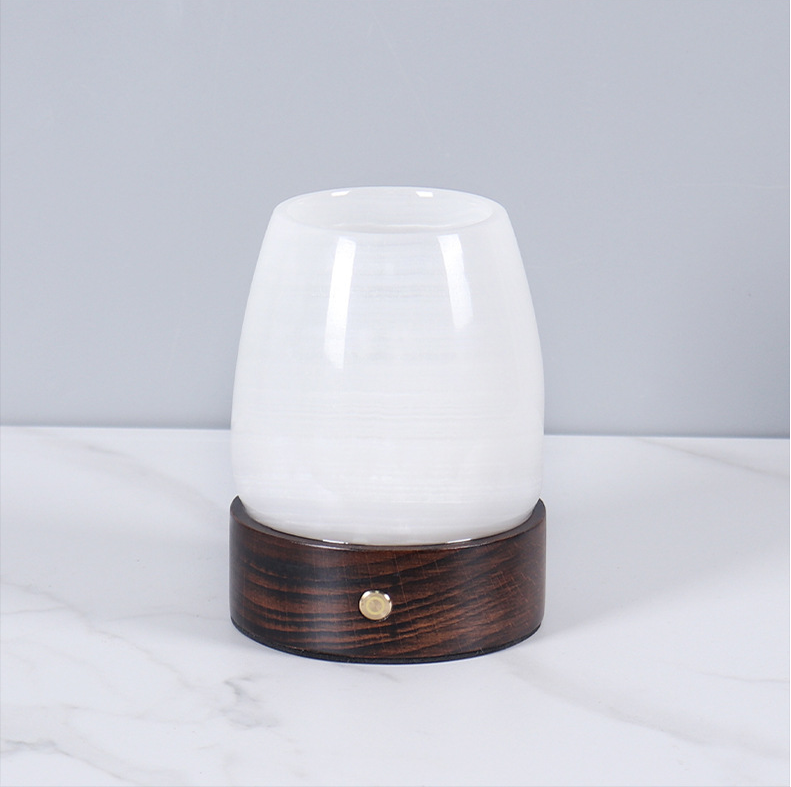 LustreGlow Marmeren Aromatherapie Lamp – Natuurlijke Steen Diffuser met Houten Basis