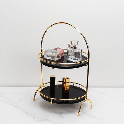 Aurora ronde marmeren dubbele tray met gebogen handvat