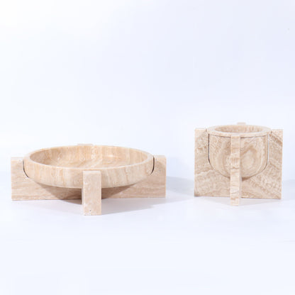 Aurum Travertin Fruit Tray – Massief stenen middelpunt