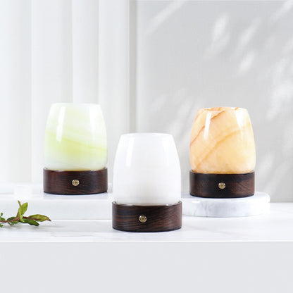 LustreGlow Marmeren Aromatherapie Lamp – Natuurlijke Steen Diffuser met Houten Basis