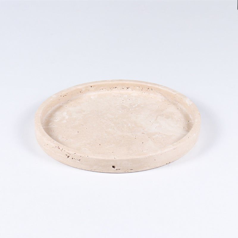 Beige Travertin Dienblad – Rond 15cm | Minimalistische Natuursteen