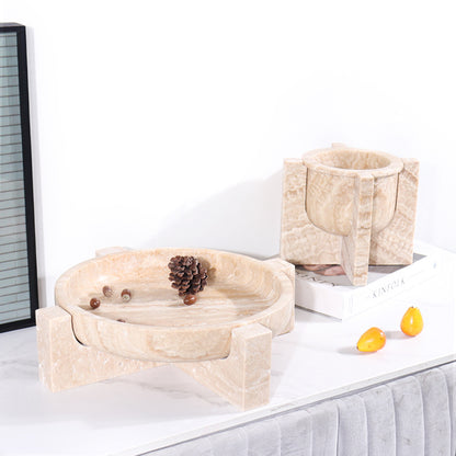 Aurum Travertin Fruit Tray – Massief stenen middelpunt