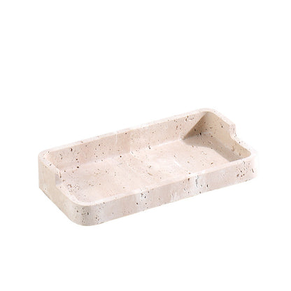Natuurlijke Travertin Dienblad – Massief Steen Minimalistische Luxe Organizer