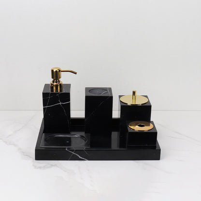 Luxe 6-delige marmeren badkamer set – massief stenen toilettas organizer