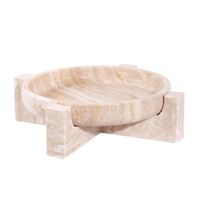 Aurum Travertin Fruit Tray – Massief stenen middelpunt
