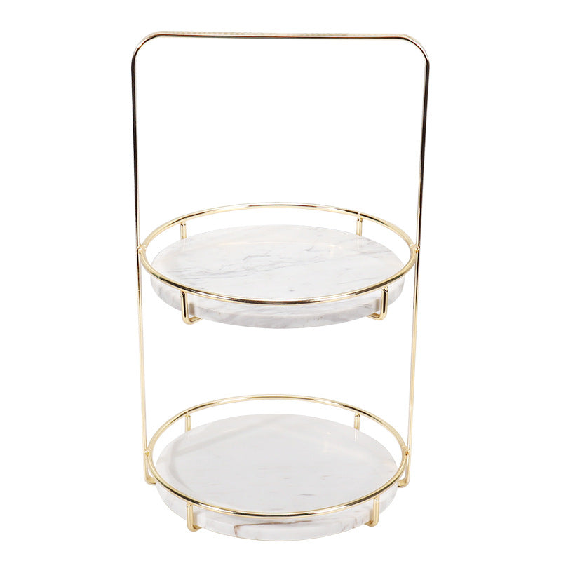 Maravilla Ronde Marmeren Dubbele Tray met Handvat