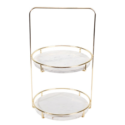 Maravilla Ronde Marmeren Dubbele Tray met Handvat
