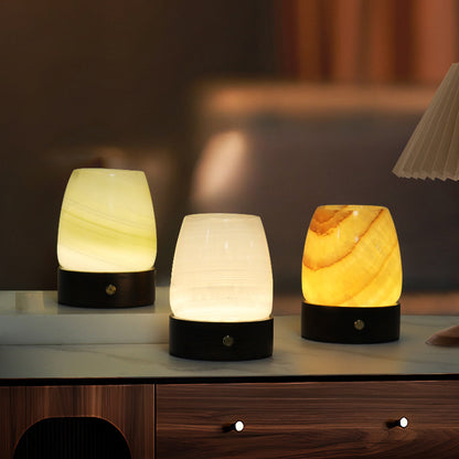 LustreGlow Marmeren Aromatherapie Lamp – Natuurlijke Steen Diffuser met Houten Basis