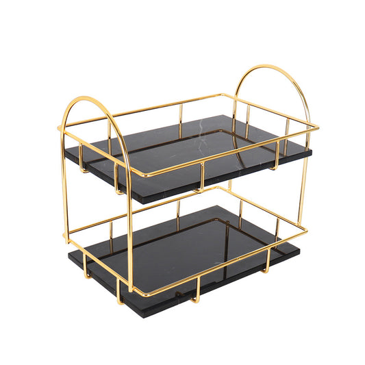 Luxe rechthoekige marmeren dubbele tray met handvatten
