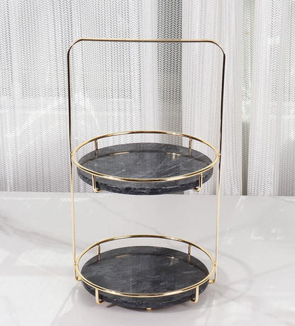 Maravilla Ronde Marmeren Dubbele Tray met Handvat