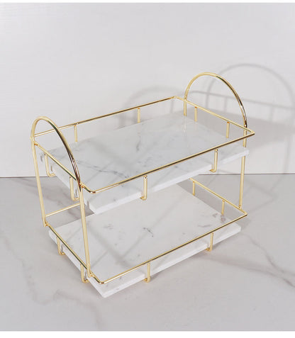 Luxe rechthoekige marmeren dubbele tray met handvatten