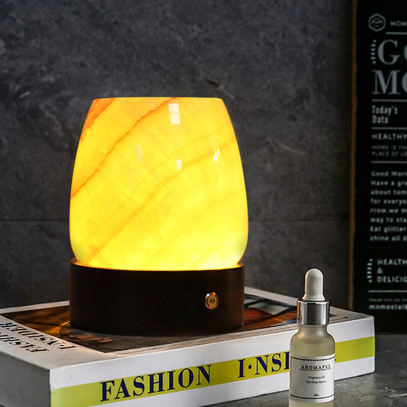 LustreGlow Marmeren Aromatherapie Lamp – Natuurlijke Steen Diffuser met Houten Basis