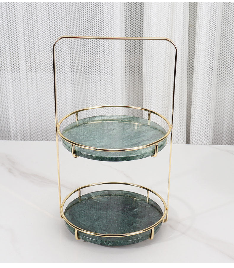Maravilla Ronde Marmeren Dubbele Tray met Handvat