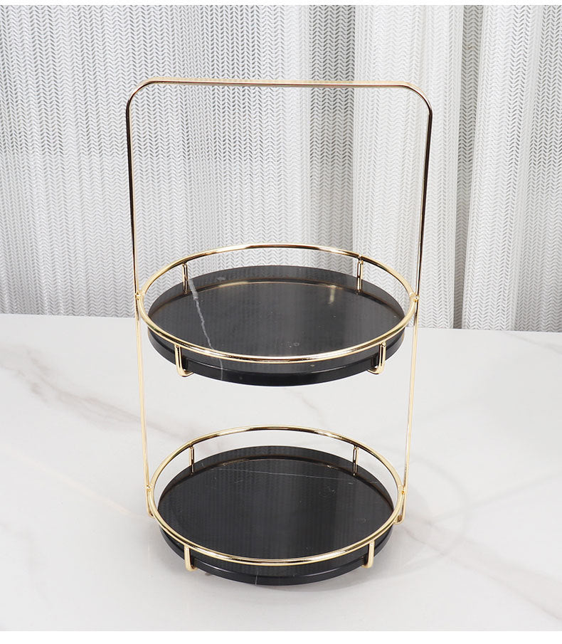 Maravilla Ronde Marmeren Dubbele Tray met Handvat