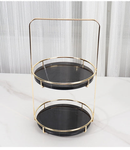 Maravilla Ronde Marmeren Dubbele Tray met Handvat