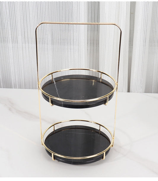 Maravilla Ronde Marmeren Dubbele Tray met Handvat