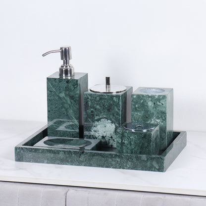Luxe 6-delige marmeren badkamer set – massief stenen toilettas organizer