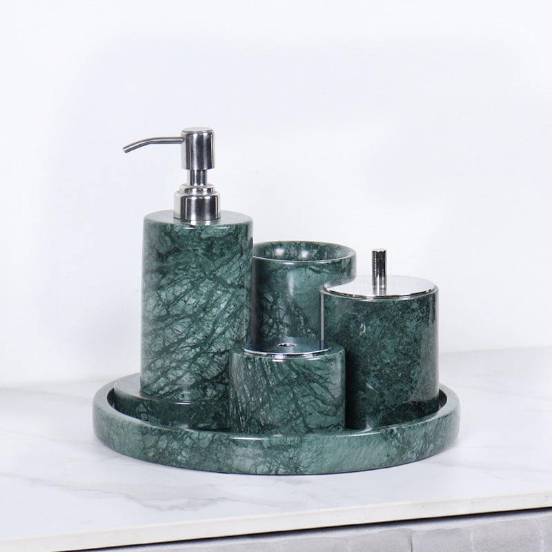 Luxe 6-delige marmeren badkamer set – massief stenen toilettas organizer