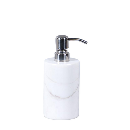 Ronde marmeren zeepdispenser – massief steen met gouden metalen pomp (1kg)