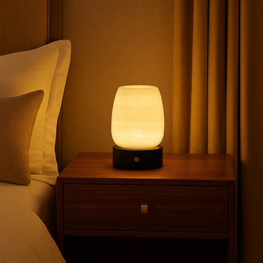 LustreGlow Marmeren Aromatherapie Lamp – Natuurlijke Steen Diffuser met Houten Basis