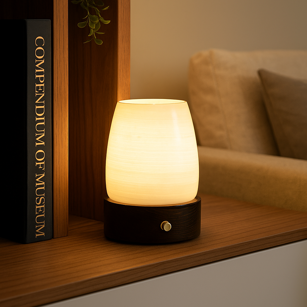 LustreGlow Marmeren Aromatherapie Lamp – Natuurlijke Steen Diffuser met Houten Basis