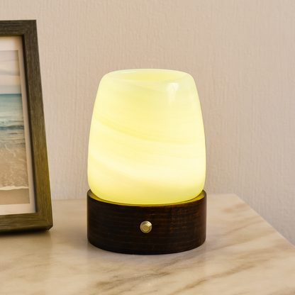 LustreGlow Marmeren Aromatherapie Lamp – Natuurlijke Steen Diffuser met Houten Basis