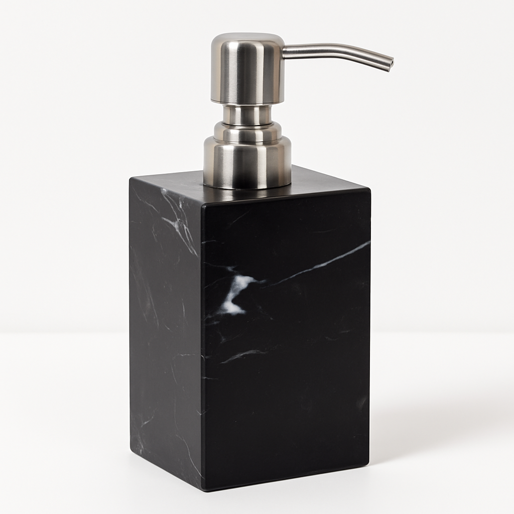 Luxe marmeren zeepdispenser – 1kg massief steen met metalen pomp