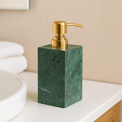 Luxe marmeren zeepdispenser – 1kg massief steen met metalen pomp