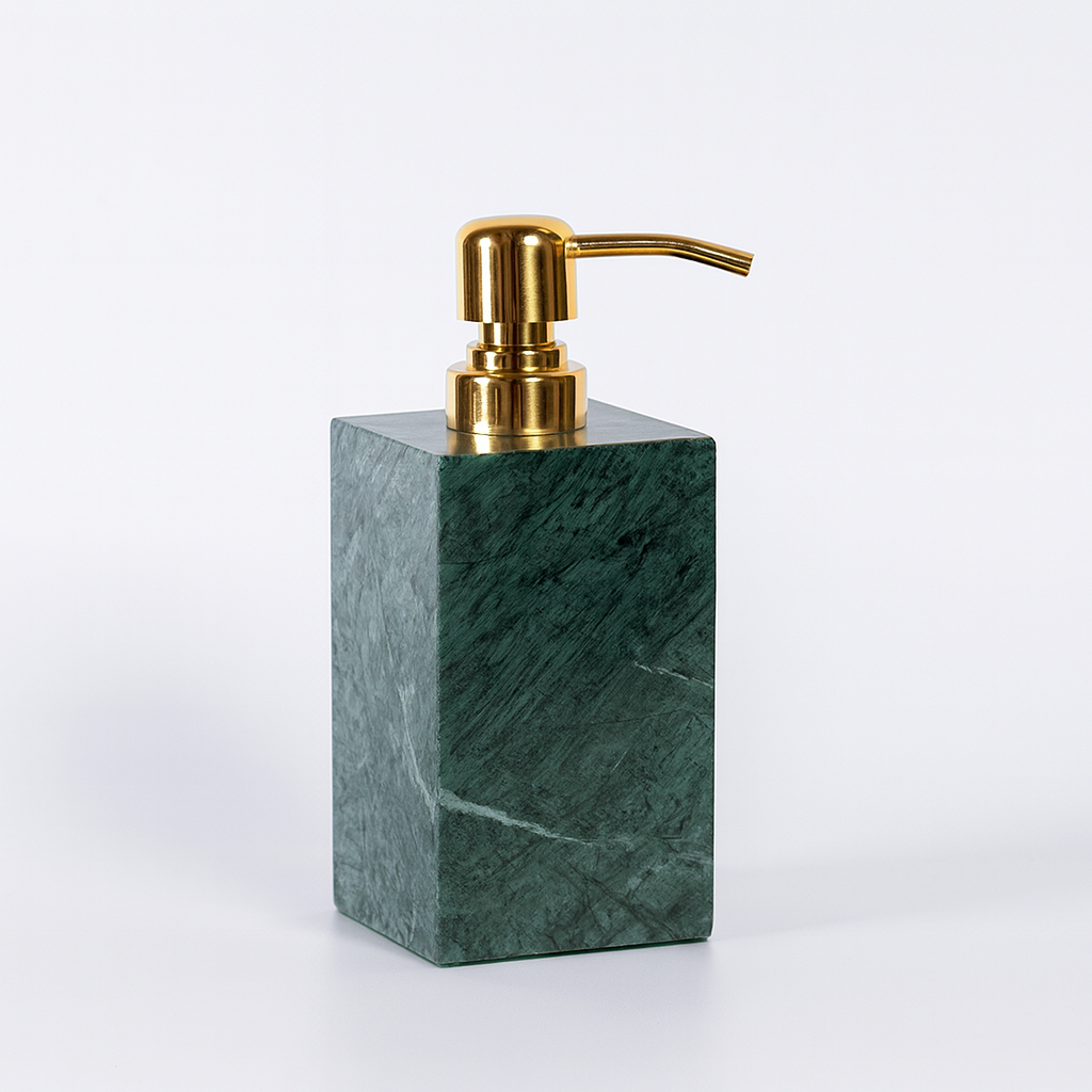 Luxe marmeren zeepdispenser – 1kg massief steen met metalen pomp