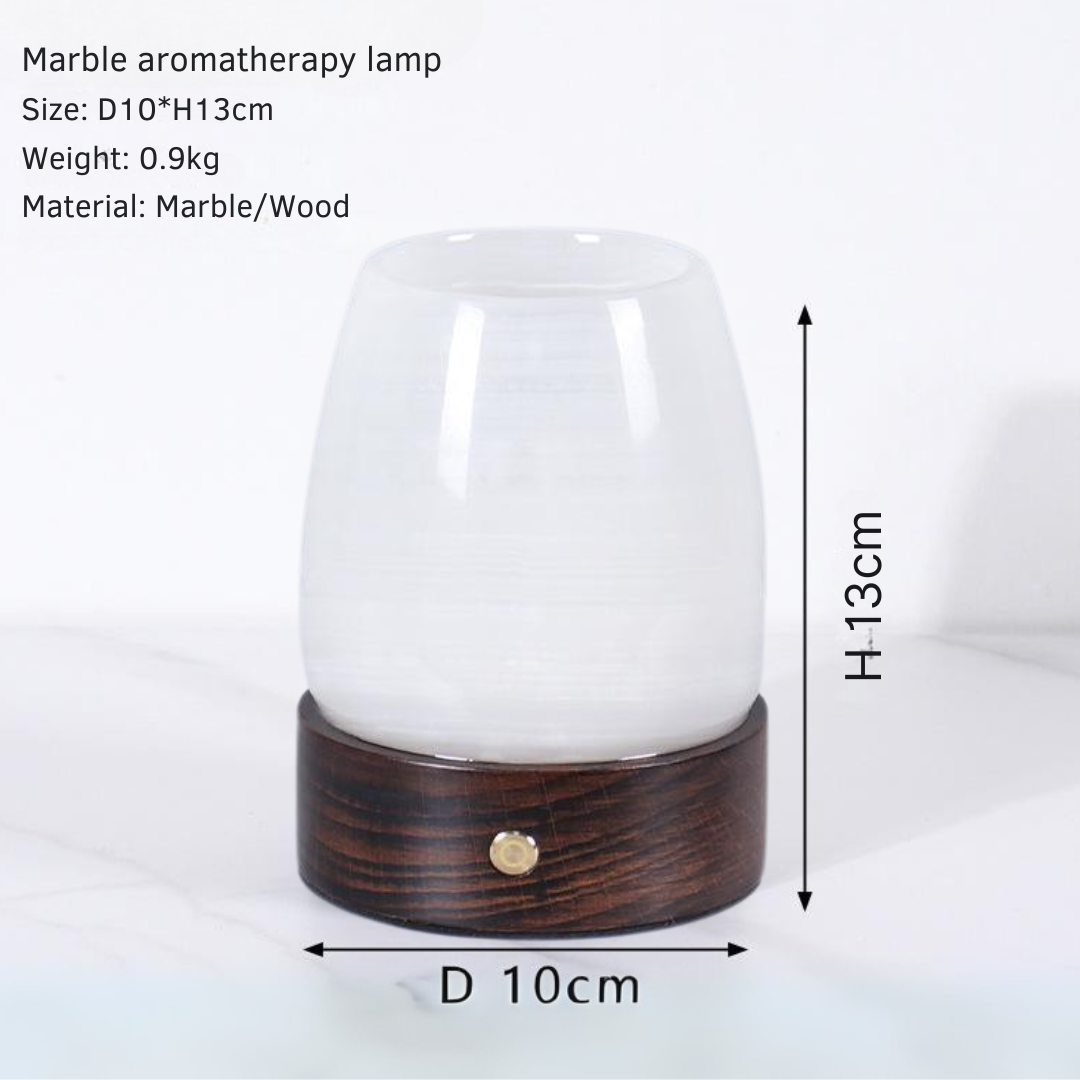LustreGlow Marmeren Aromatherapie Lamp – Natuurlijke Steen Diffuser met Houten Basis